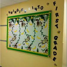 If you're stuck for classroom decoration ideas take a look at our wide range of classroom themes, packed full of resources that are ready for you to download and print. Monkey Bulletin Board Monkey Bulletin Boards Bulletin Boards Classroom Decor Kindergarten Bulletin Boards