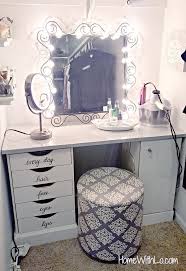 How To Make Your Own Makeup Vanity Step By Step Tutorial Available At Homewithlo Com Bedroom Vanity Diy Makeup Vanity Corner Makeup Vanity