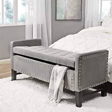 New Columbus Grey Velvet Storage Bench Tufted Nailhead Upholstered Inspired Home Online Findandbuytopstyle In 2020 Tufted Storage Bench Storage Bench Bedroom Upholstered Storage