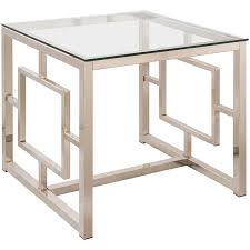 Hailey home gaia nickel glass coffee table. Contemporary Glass Top End Table In Satin Nickel Id 3190218 For Sale Online Ebay