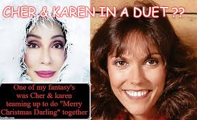 I found this clip of Deanna Miller and Nancy Boyer LeRoy at KARMA CONCERTS  doing a Christmas song. They were so much fun.  https://www.facebook.com/1416406557/videos/pcb.10211106977296430/10211106974936371