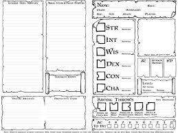 Character Sheets Dysons Dodecahedron