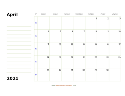 Free printable april 2021 calendars download and print april calendars for 2021, 2022, 2023. Printable April 2021 Calendar Box And Lines For Notes Free Calendar Template Com