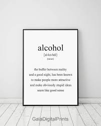 Alcohol Alcohol Definition Funny Definitions Funny Poster Alcohol Print Bar Poster Scandinavian Club Poster Witty Definition Funny Posters Alcohol Humor
