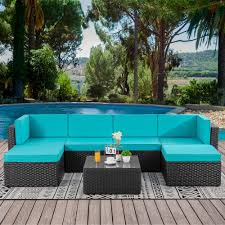 Beautifully crafted low couch available at extremely low prices. Amazon Com Walsunny 7pcs Patio Outdoor Furniture Sets Low Back All Weather Rattan Sectional Sofa With Tea Table Washable Couch Cushions Ottoman Black Rattan Blue Garden Outdoor