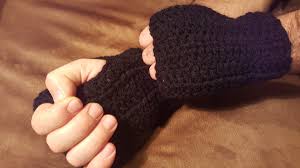 Blue bernat baby yarn is a wonderful yarn choice if you're working up this crochet afghan for a little baby boy, but feel free to use any color yarn you want to match the baby's gender or to coordinate with the. Crochet Men S Fingerless Gloves Thriftyfun