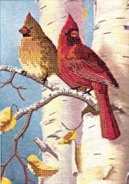 Cardinal (red bird) with holly easy counted cross stitch pattern. Collectables Red Cardinal Bird Full Counted Cross Stitch Kit With All Materials Garden Bird Collectables Utit Vn