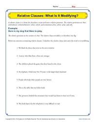 Relative Clauses What Is It Modifying Grammar Worksheets Relative Clauses Grammar Worksheets Clause