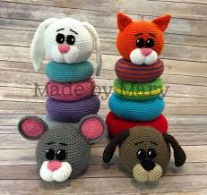 Pdf Pattern Ring Stacker Pet Animals Crochet Pattern Only Not Actual Doll Crochet Toy In 2020 Crochet Baby Toys Stacker Toy Crochet Toys
