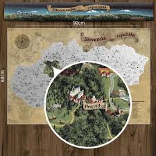 Výlety po slovensku, podujatia a atrakcie. Stieracia Mapa Slovensko Strieborna