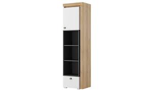 Shop our great selection of narrow cabinet doors & save. Riva Matt White With Riviera Oak Effect Tall Narrow Storage Bookcase Szri03