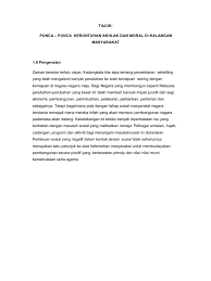 Keruntuhan akhlak remaja juga dapat dilihat daripada pelbagai sudut dan banyak puncanya. Punca Keruntuhan Akhlak