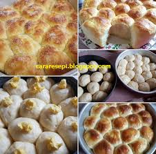4 cawan tepung gandum, 1/2 cawan minyak masak yg dipanaskan, 2 sudu makan majerin atau butter, sedikit garam, 1 cawan air sejuk peti ais. Resepi Roti Manis Gebu