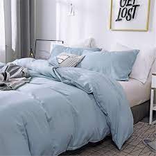Light Gray Blue Autumn Winter 3 Piece Comforter Cover Set Etsy In 2021 Light Blue Bedroom Blue Comforter Bedroom Light Blue Rooms