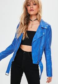 Blue Ultimate Faux Leather Biker Jacket Missguided Coats Jackets Women Jackets Clothes