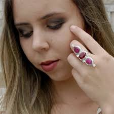 Ruby Gemstone Silver Bohemian Gypsy Style Jewellery