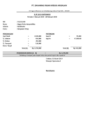 Berikut contoh form, format, juga cara membuat slip gaji karyawan perusahaan pt swasta sederhana dalam doc, docx, excel ( dengan rumus excel ), word online Contoh Slip Gaji Karyawan Format Ms Excel