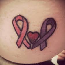 This is an awesome ribbon tattoo. Tattoo Uploaded By Jessica Double Awareness Ribbon Pink For Breast Cancer Purple For Pancreatic Cancer My Mom Was A 28 Year Breast Cancer Survivor Before Dying From Pancreatic Cancer This Tattoo