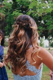 Prom Prom Hair Half Up Half Down Hairdo Curly Hair Curled Hair Hair Prom Hair Medium Long Hair Styles Prom Hair Down