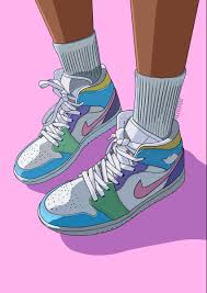 Air Jordan Pastel Illustration Sneakers Drawing Sneaker Art Cute Canvas Paintings