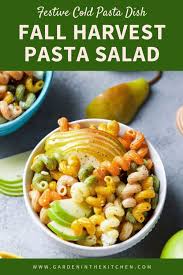 This pasta salad is colorful and zesty! Festive Cold Pasta Dish Cold Pasta Dishes Fall Pasta Cold Pasta