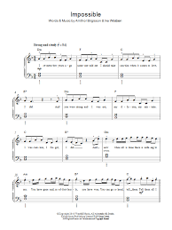 Über 7 millionen englischsprachige bücher. Impossible Sheet Music By James Arthur For Piano Keyboard Noteflight Marketplace