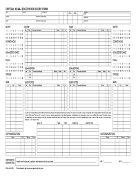 Sports shops will often have preprinted score sheets or score cards with the appropriate boxes drawn in for you to keep score of the ball game. Football Score Sheet