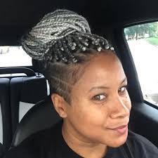 Black And Gray Box Braids Gray Braids Grey Box Braids Protective Styles Box Braids Top Bun Undercu Box Braids Hairstyles For Black Women Braids With Shaved Sides Braided Hairstyles