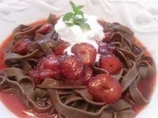 Chocolate Pasta With Warm And Spicy Strawberry Sauce Recipe Pastagirlrecipes Recipe Chocolate Pasta Recipes Dessert Pasta