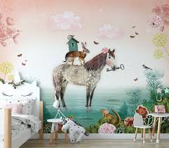 kinderkamer behang met paard wallpaper with magical horse kinderkamer behang kinderen behang eenhoorn behang