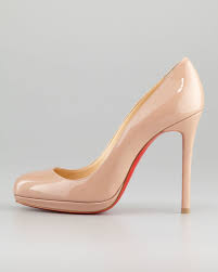 Artesur Christian Louboutin Round Toe Platform Pumps Nude Patent Leather Covered Heels