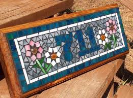 Personalized Mosaic Outdoor Sign Plaque Name Or Address Mosaic Crafts Mosaic Art Mosaic Garden Art