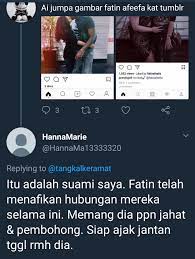 Wanita itu juga mendakwa, fatin dikatakan tidur dengan suaminya dan gambar tular fatin bercium dengan seorang lelaki merupakan suaminya. Wanita Dedah Fatin Afeefa Tidur Dengan Suami Orang