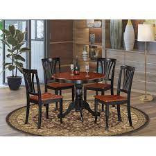 Round dining room tables sets. 5 Piece Round Black And Cherry Kitchen Table Set Overstock 10106020
