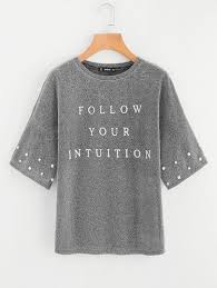 Shop Drop Shoulder Pearl Beading Glitter T Shirt Online Shein Offers Drop Shoulder Pearl Beading Glitter T Shirt More To Tisort Modelleri Tisort Cocuk Giyim