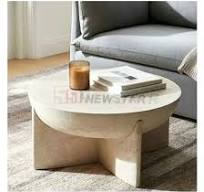 Nordic Design Beige Travertine Marble Solid Modern Round ...