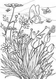 coloriage du printemps doodle art designs flower drawing embroidery de fleurs et papillons