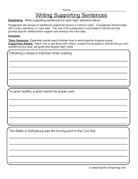 Topic Sentence Worksheets 5th Grade Writing Supporting Sentences Worksheet In 2020 Topic Sentences Writing Sentences Worksheets Writing Practice Worksheets