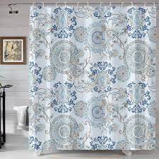 Ships free orders over $39. Amazon Com Neasow Teal And White Shower Curtain Watercolor Floral Bathroom Curtain Light Blue Paisley Design Shower Curtains Aqua 72 72 Inches Kitchen Dining