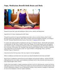 Insight on meditation and its symbiotic relationship to yoga. Yoga Meditation Benefit Both Brain And Body By Dynamicsanity9008 Issuu