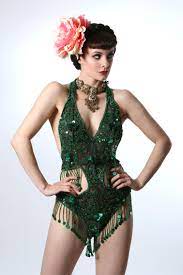 Green Sequin Showgirl Leotard Bellydance Circus Embellished - Etsy Israel