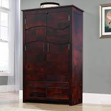 Water stain treated pine wood, but can be custom stained upon request. Santa Barbara Solid Wood Large Bedroom Armoire Wardrobe With Drawers