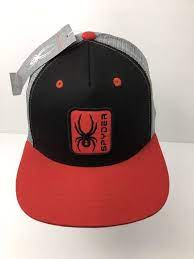 Spyder Trucker Hat Snapback Embroidered Patch Black Red Gray Cap New W Tags Spyder Truckerhat Trucker Hat Gray Cap Black And Red