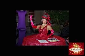 Red Cabaret Style Strolling Table Diva By J D Entertainment Houston Houston Living Table Human Table Red Fashion New Orleans Mardi Gras Style