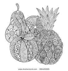 Fruits Pattern Zentangle Style For Coloring Books Zentangle Coloriage Mandala Mandala Dessin