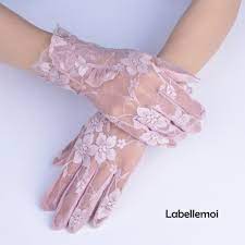 New Anti-uv Elegant Nude Pink Lace Glove Womens Short Glove - Etsy Finland