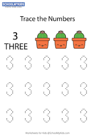 tracing numbers counting 3 worksheets for kindergarten first grade math worksheets schoolmykids com