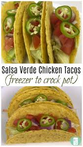 Chicken tenders are simmered in salsa verde with cumin and spices for the easiest chicken ever! Instant Pot Or Slow Cooker Salsa Verde Chicken Tacos Freezer Meals 101