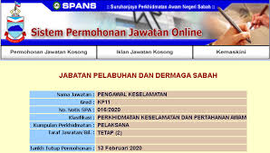 Kekosongan Jawatan Kerajaan Negeri Sabah 2020 Pengawal Keselamatan Gred Kp11 Jawatan Kosong Terkini Negeri Sabah