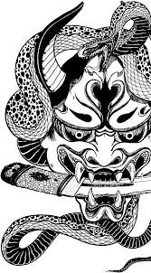Black And White Japanese Demon Tattoo Designs Print This Oni Mask Japanese Tattoo Japanese Tattoo Art Oni Mask Tattoo